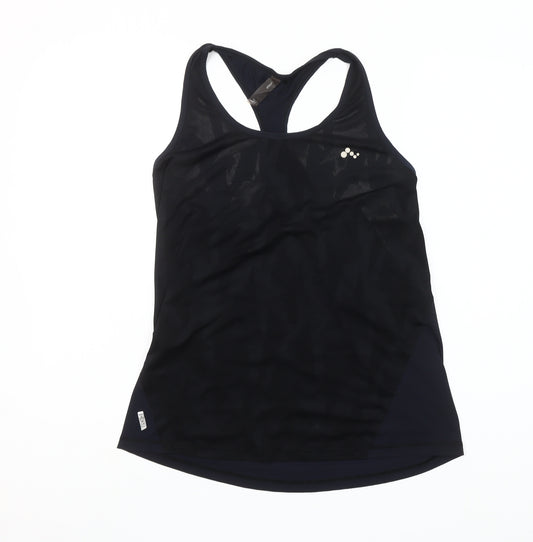 ONLY Womens Black Racerback Tank Top L Activewear Mesh Slim Fit