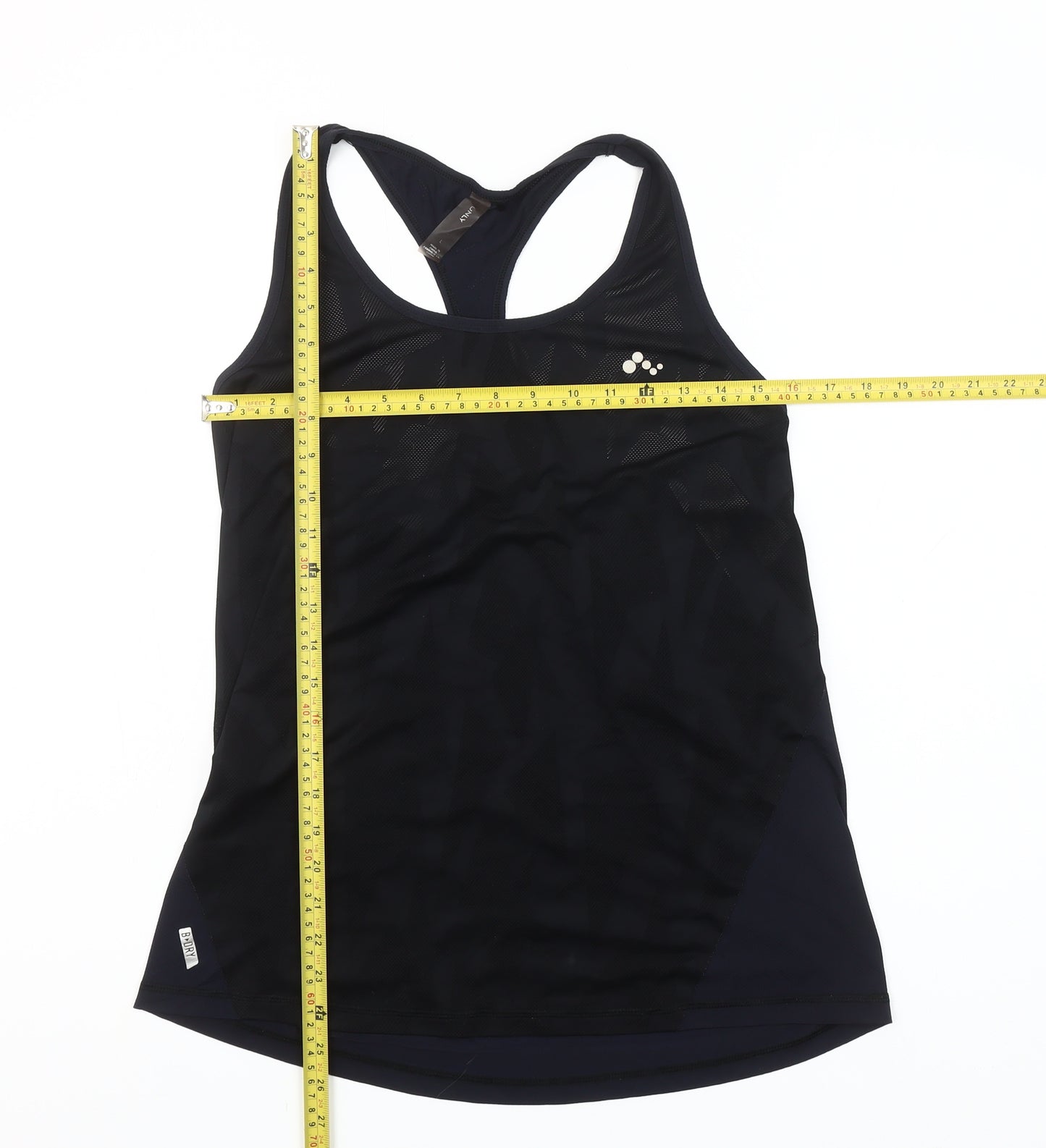 ONLY Womens Black Racerback Tank Top L Activewear Mesh Slim Fit