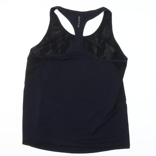 ONLY Womens Black Racerback Tank Top L Activewear Mesh Slim Fit