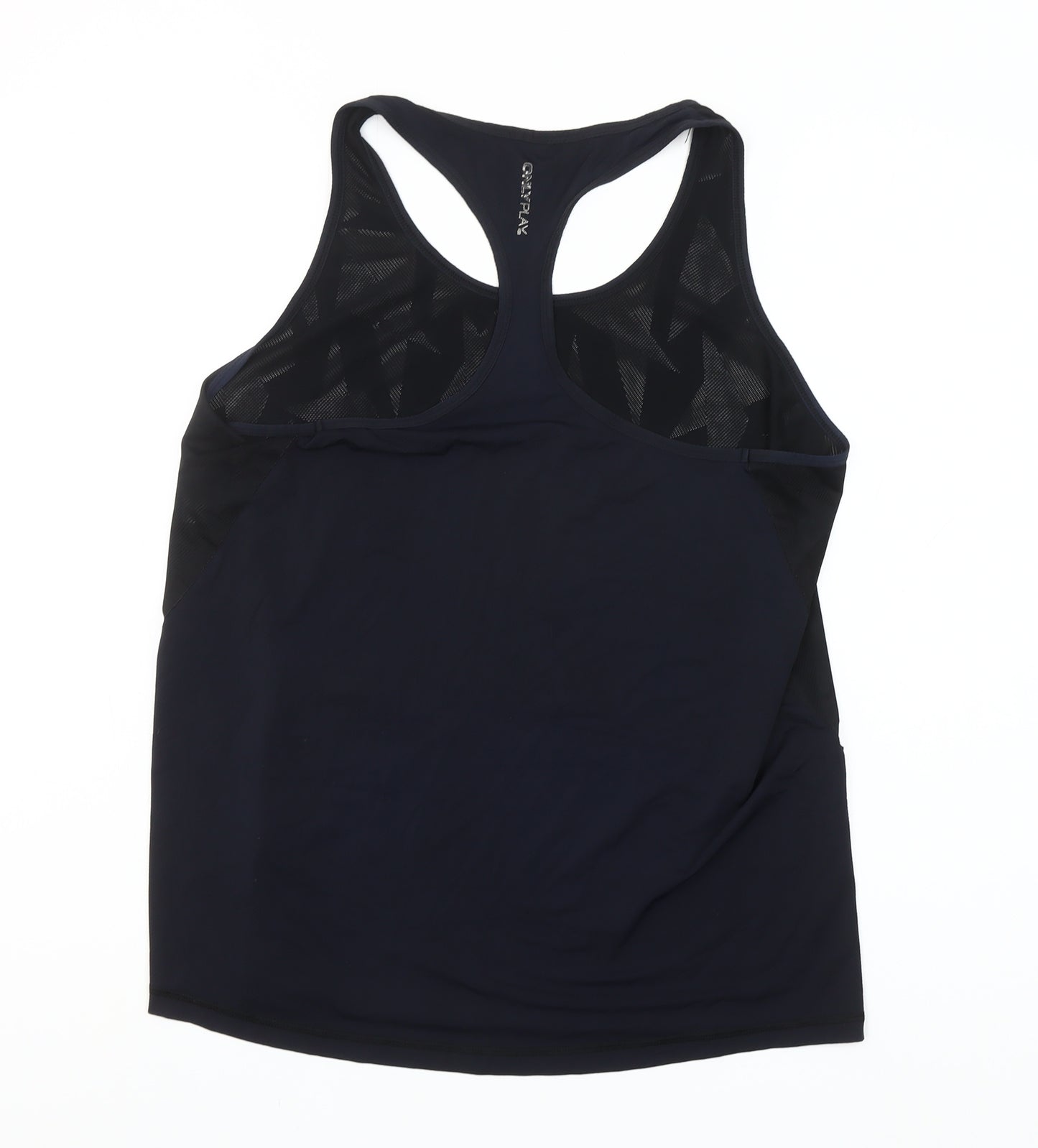 ONLY Womens Black Racerback Tank Top L Activewear Mesh Slim Fit