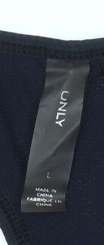 ONLY Womens Black Racerback Tank Top L Activewear Mesh Slim Fit