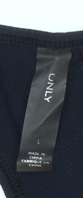 ONLY Womens Black Racerback Tank Top L Activewear Mesh Slim Fit