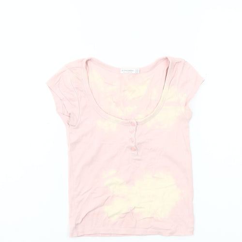Stradivarius Women’s Pink Scoop Neck Short Sleeve Cotton T-Shirt XS