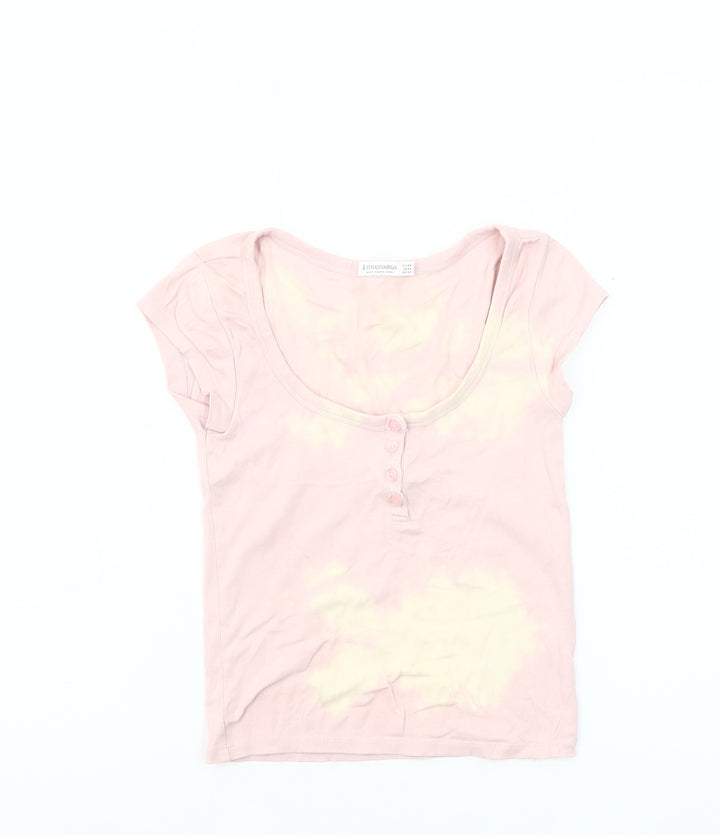 Stradivarius Women’s Pink Scoop Neck Short Sleeve Cotton T-Shirt XS