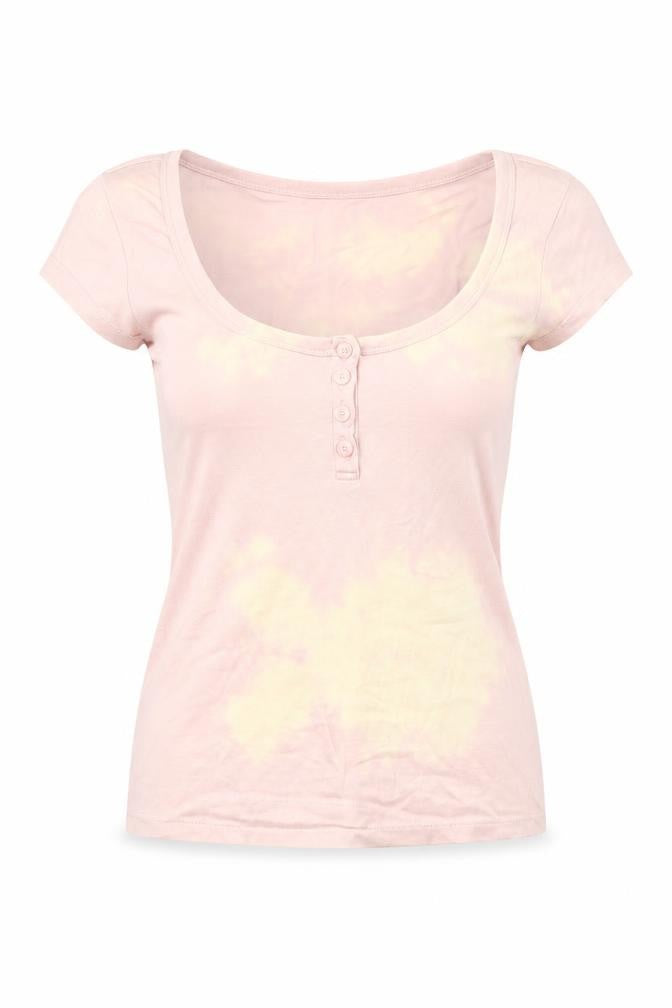 Stradivarius Women’s Pink Scoop Neck Short Sleeve Cotton T-Shirt XS