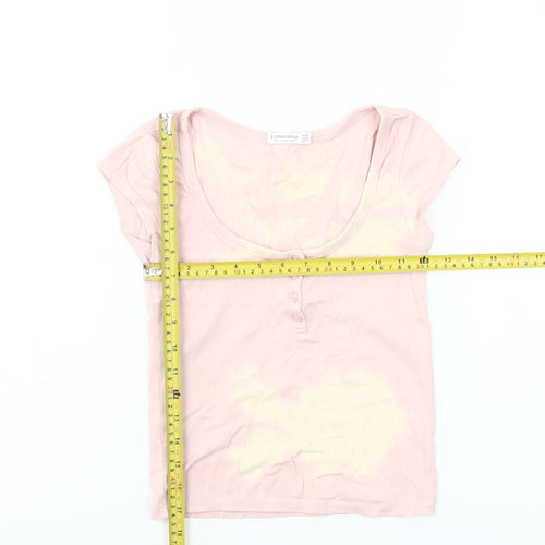Stradivarius Women’s Pink Scoop Neck Short Sleeve Cotton T-Shirt XS