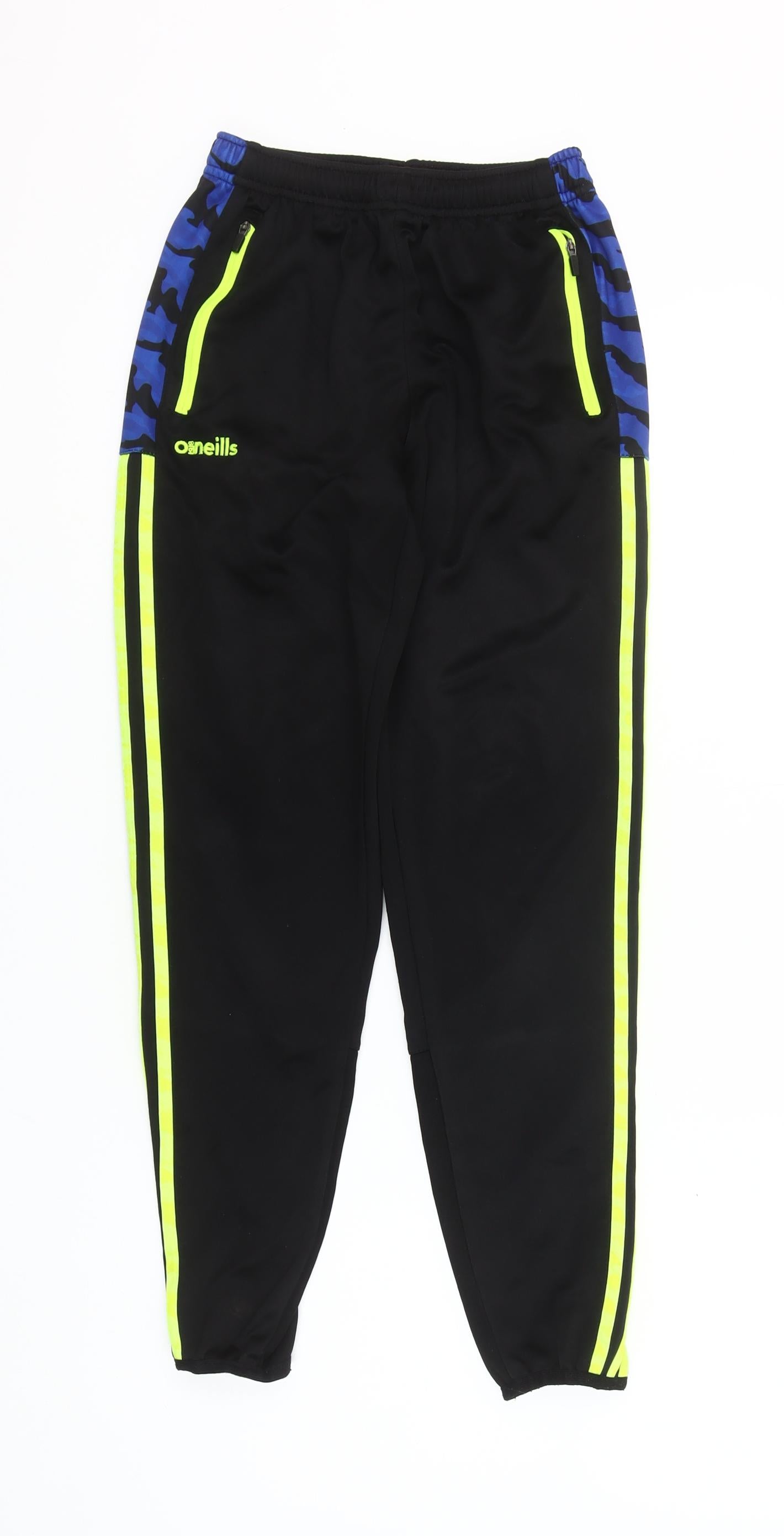 O’Neills Boys Black Jogger Trousers 10-11 Years Polyester Active Side Stripe