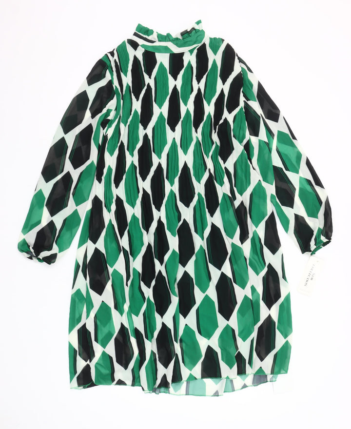 Pronto Moda K&S Women Green Geometric Shift Dress One Size