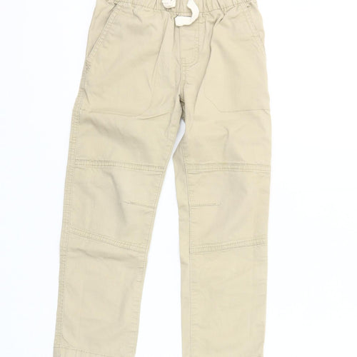 Cat & Jack Boys Beige Cotton Stretch Chino Trousers Size S Elastic Waist