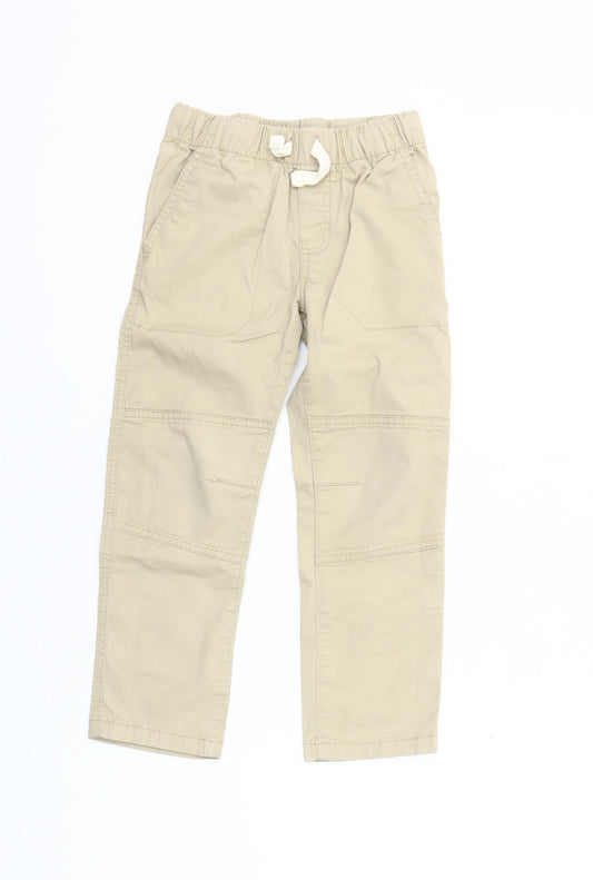 Cat & Jack Boys Beige Cotton Stretch Chino Trousers Size S Elastic Waist