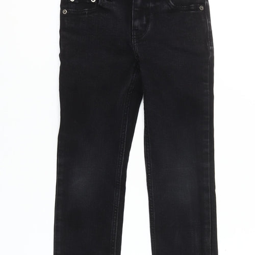 Wonder Nation Girls Black Straight Jeans Size 6 Years Stretch Denim