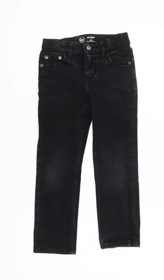 Wonder Nation Girls Black Straight Jeans Size 6 Years Stretch Denim