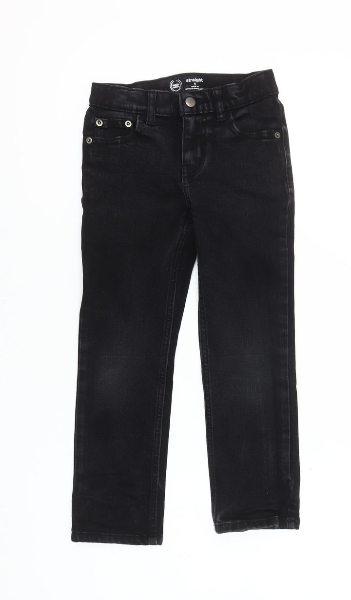 Wonder Nation Girls Black Straight Jeans Size 6 Years Stretch Denim