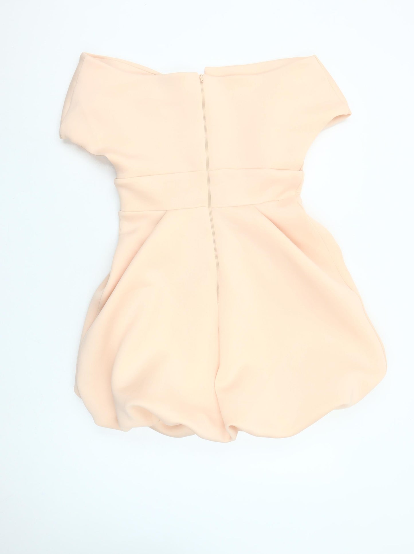 ASOS DESIGN Women Beige Off Shoulder Short Bubble Hem Dress Size 12