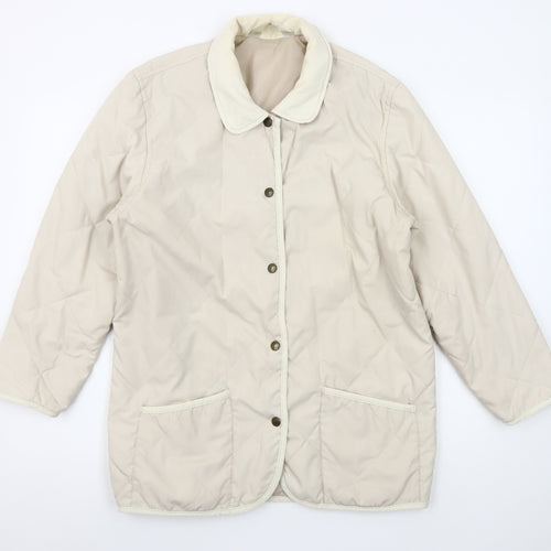 Women’s Beige Quilted Jacket Small Lightweight Button-Up