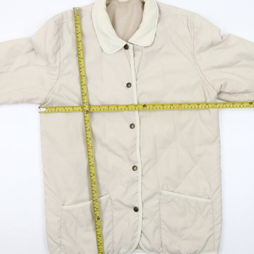 Women’s Beige Quilted Jacket Small Lightweight Button-Up