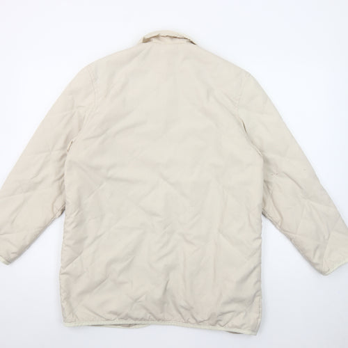 Women’s Beige Quilted Jacket Small Lightweight Button-Up