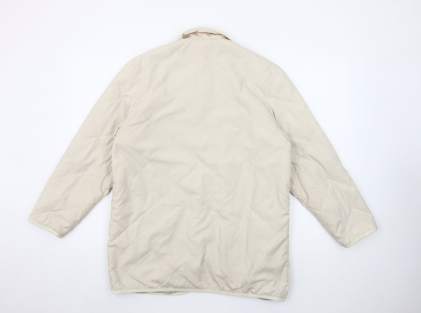 Women’s Beige Quilted Jacket Small Lightweight Button-Up