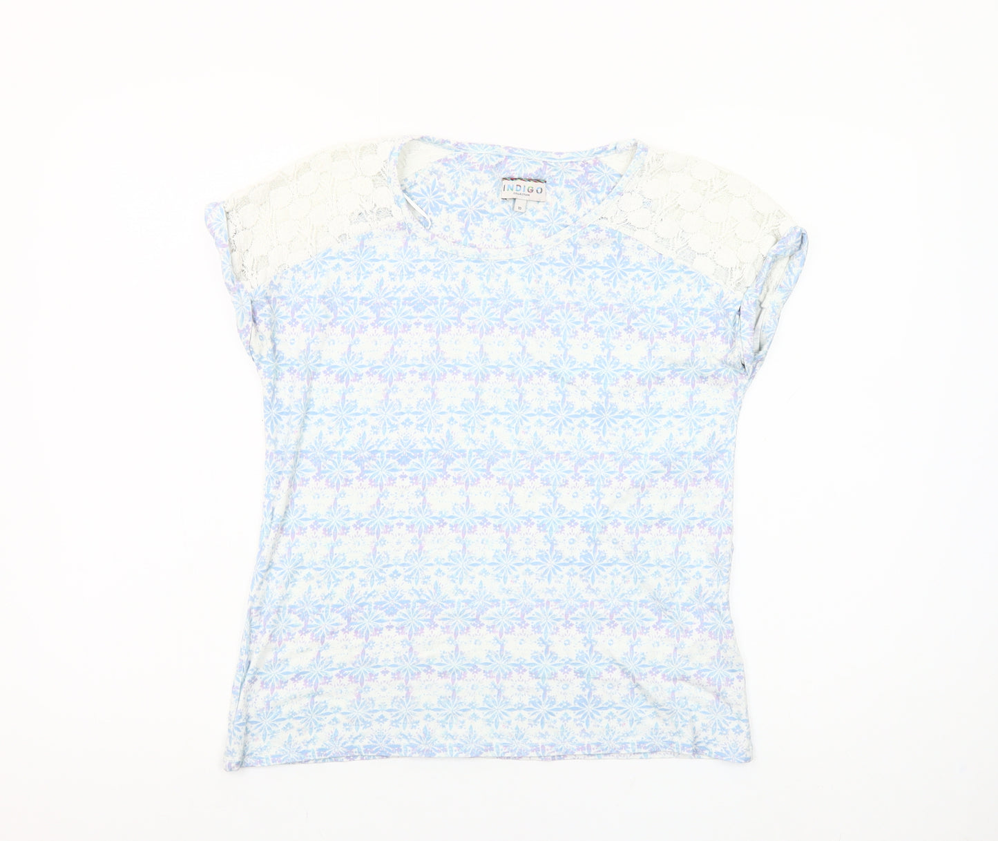 Marks and Spencer Women’s Blue Lace Shoulder T-Shirt UK 10
