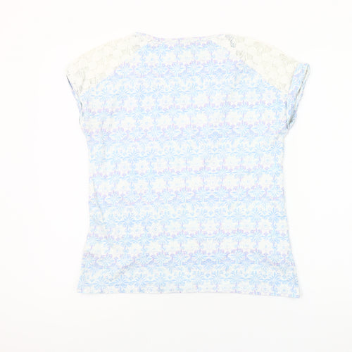 Marks and Spencer Women’s Blue Lace Shoulder T-Shirt UK 10