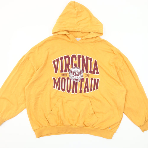 Pull&Bear Teen Yellow Hoodie Virginia Mountain Graphic Size M