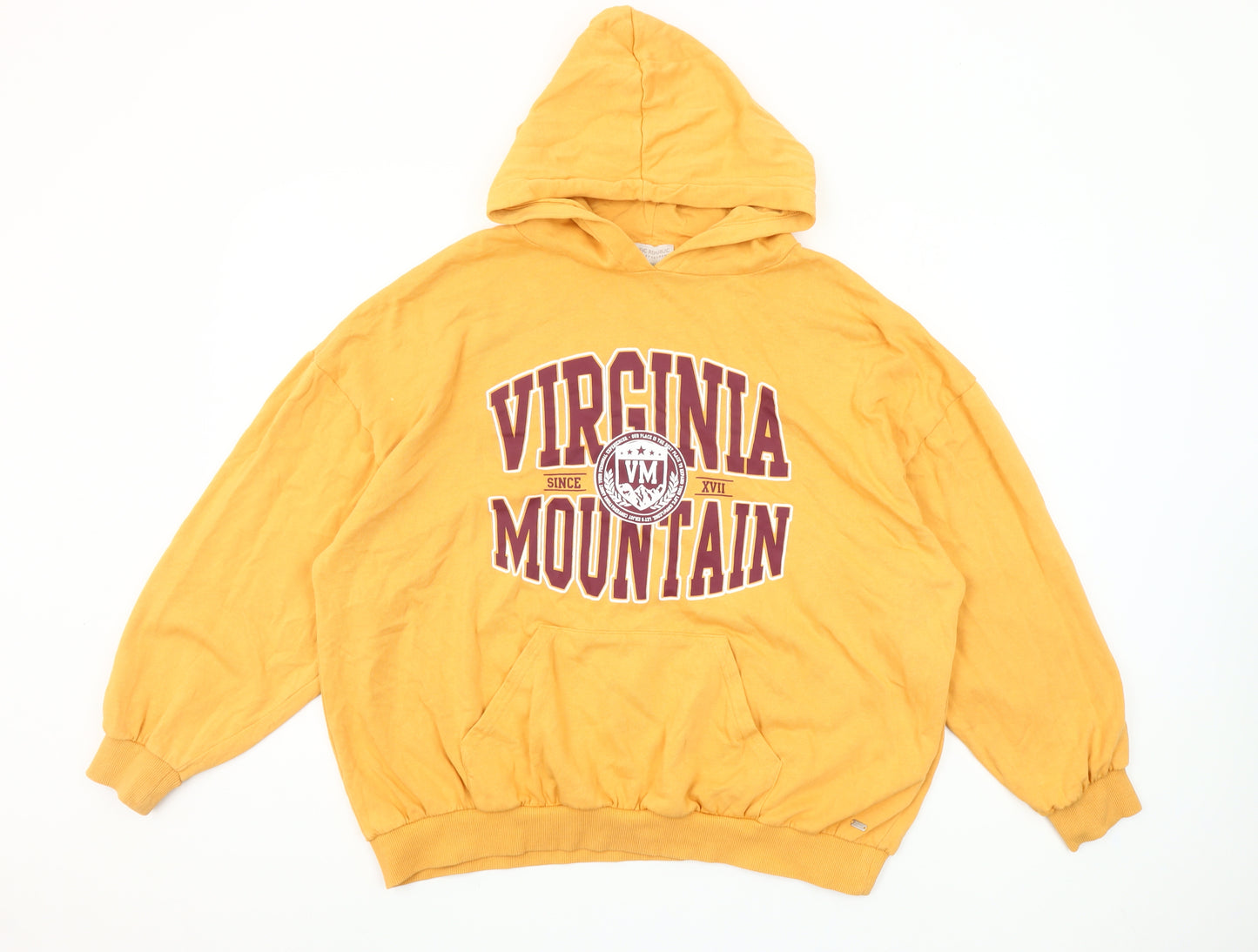 Pull&Bear Teen Yellow Hoodie Virginia Mountain Graphic Size M