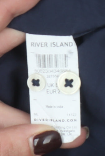 River Island Men's Blue Short Sleeve Button-Down Cotton Shirt Size S