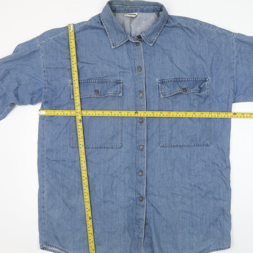 Noisy May Women Blue Denim Button-Up Shirt Long Sleeve Size L