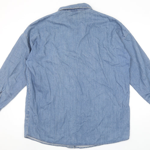Noisy May Women Blue Denim Button-Up Shirt Long Sleeve Size L