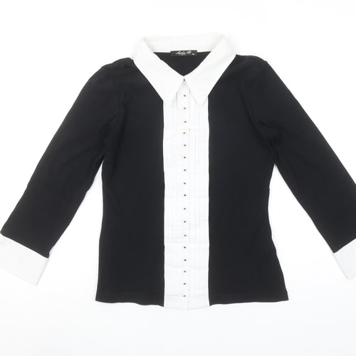 Sophie B Women’s Black & White Cotton Button-Up Shirt Size 10