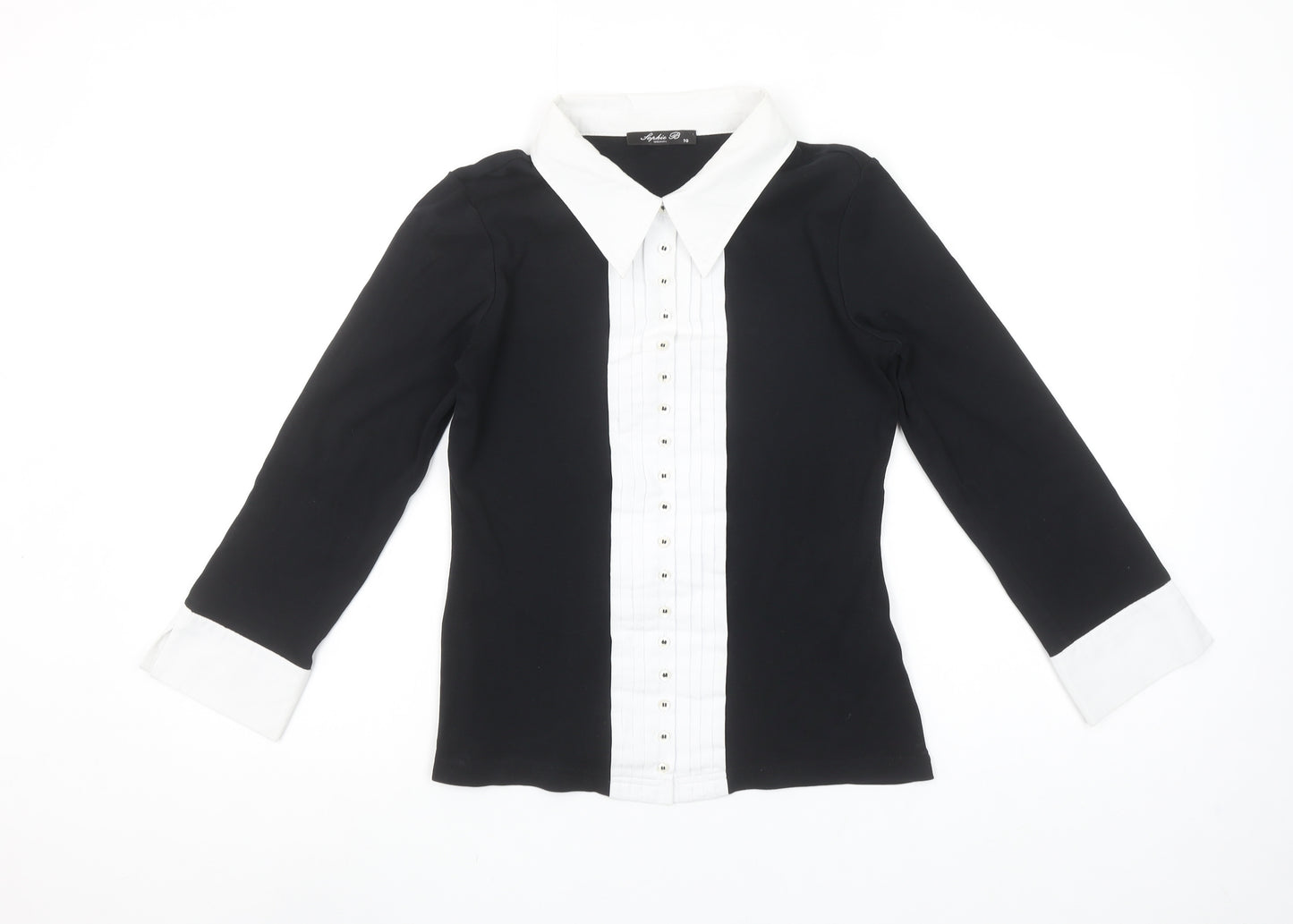 Sophie B Women’s Black & White Cotton Button-Up Shirt Size 10