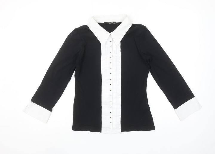 Sophie B Women’s Black & White Cotton Button-Up Shirt Size 10