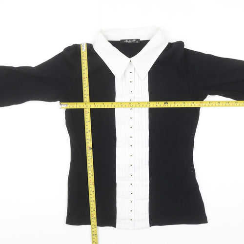 Sophie B Women’s Black & White Cotton Button-Up Shirt Size 10