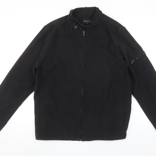 Burton Men's Black Biker Jacket Size M Cotton Blend Lined Zip Pockets