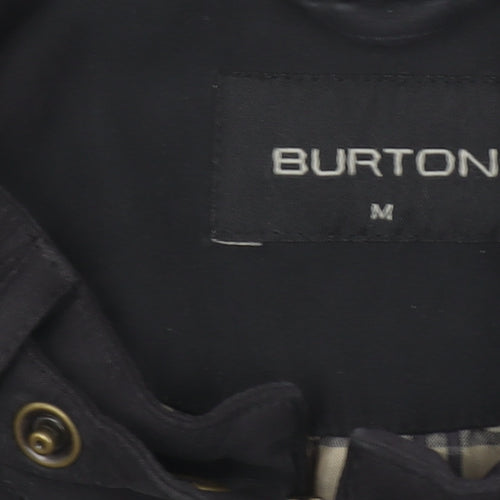 Burton Men's Black Biker Jacket Size M Cotton Blend Lined Zip Pockets