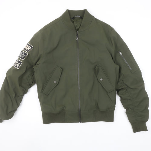 LCKR Women's Green XS Bomber Jacket Full Zip Military Style
