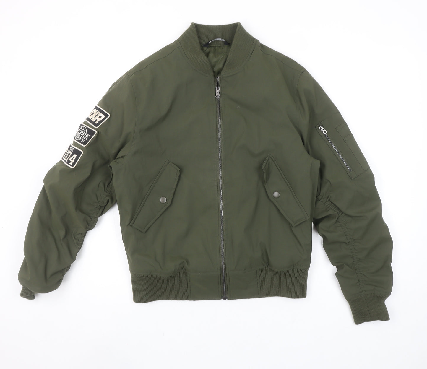 LCKR Women's Green XS Bomber Jacket Full Zip Military Style