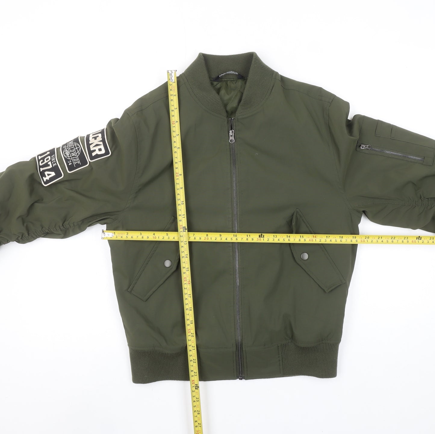 LCKR Women's Green XS Bomber Jacket Full Zip Military Style