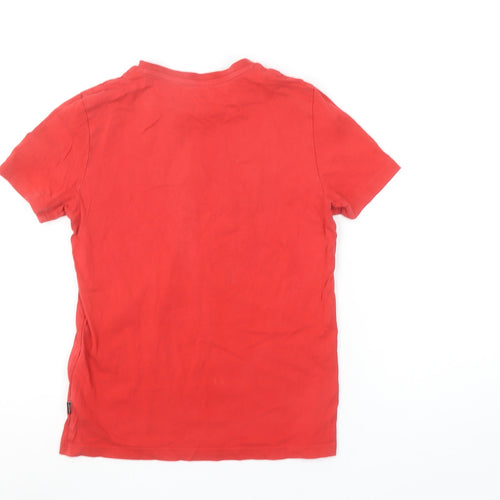 Puma Boys Red Graphic Logo T-Shirt 11-12 Years Cotton Short Sleeve
