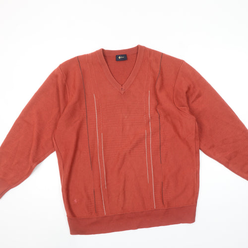 Gabeel Men's Brown Wool Blend V-Neck XL Pullover Jumper