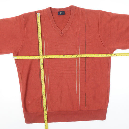 Gabeel Men's Brown Wool Blend V-Neck XL Pullover Jumper