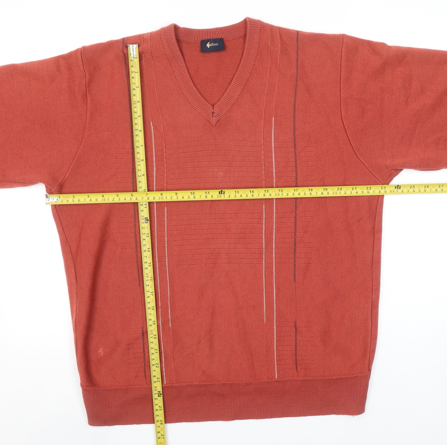 Gabeel Men's Brown Wool Blend V-Neck XL Pullover Jumper