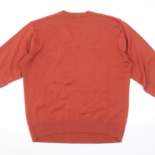 Gabeel Men's Brown Wool Blend V-Neck XL Pullover Jumper