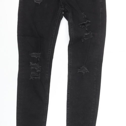 Jack & Jones Men's Black Distressed Skinny Jeans Size 32W 34L