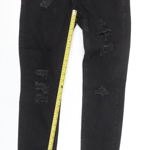 Jack & Jones Men's Black Distressed Skinny Jeans Size 32W 34L