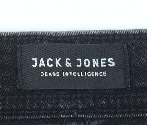 Jack & Jones Men's Black Distressed Skinny Jeans Size 32W 34L