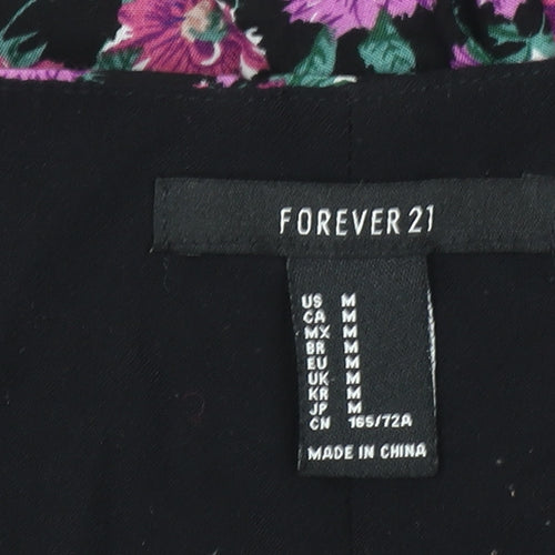 Forever 21 Women's Black Floral Long Sleeve Playsuit M