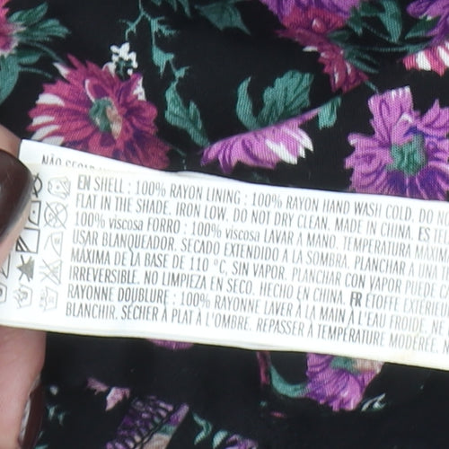 Forever 21 Women's Black Floral Long Sleeve Playsuit M