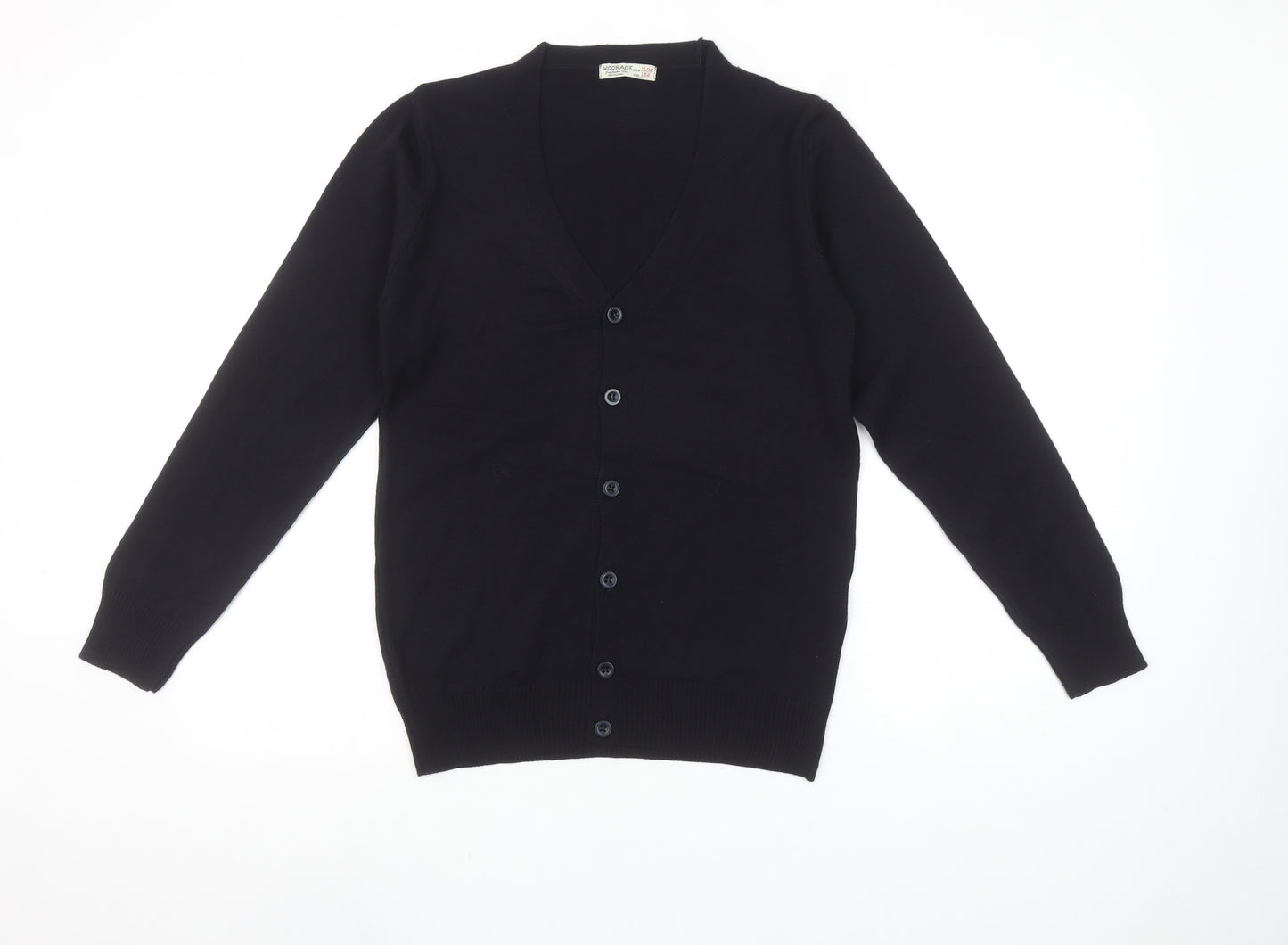 Woorage Boys Black Cotton Acrylic Button-Up Cardigan Size 11-12 Years