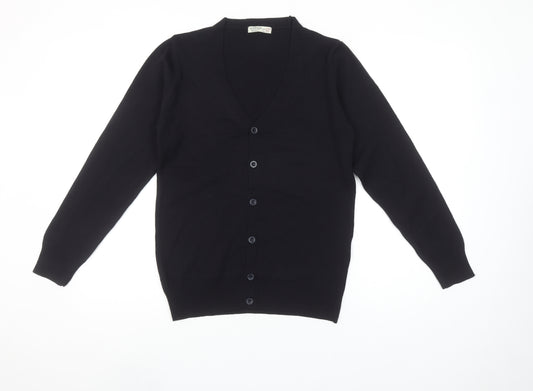 Woorage Boys Black Cotton Acrylic Button-Up Cardigan Size 11-12 Years
